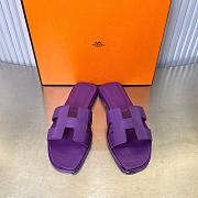 Hermes Oran purple leather sandals - 3