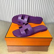 Hermes Oran purple leather sandals - 2