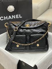 Chanel 24P hobo black lambskin leather bag - 1