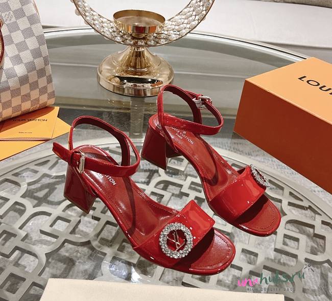 Louis Vuitton pure red patent heeled sandal - 1