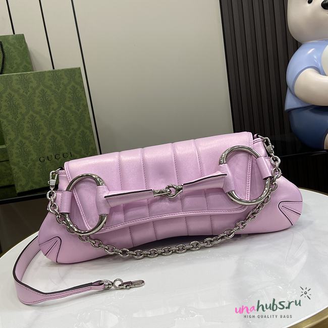 Gucci Horsebit Chain Medium Pink Leather Shoulder Bag  - 1