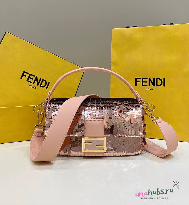 Fendi Baguette pink sequin shoulder bag - 1