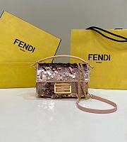 Fendi Baguette mini pink sequin shoulder bag - 1