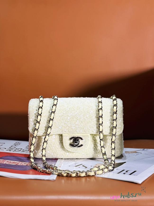 Chanel CF 20 limited white sequin bag - 1