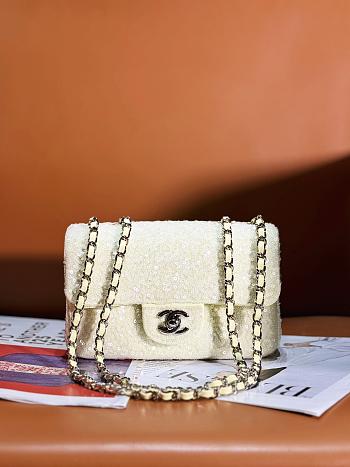 Chanel CF 20 limited white sequin bag