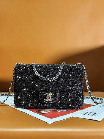 Chanel CF 20 limited black sequin bag