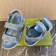 Gucci Double G Denim Sandal - 6