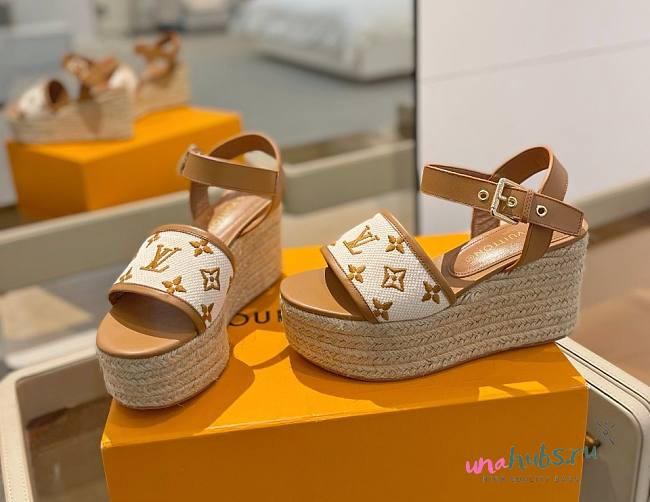 Louis Vuitton Starboard Wedge Brown Sandals - 1
