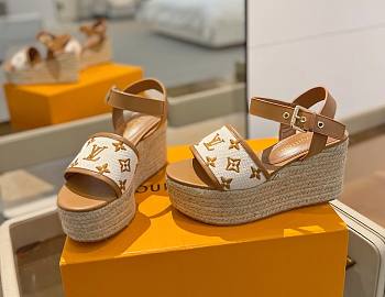 Louis Vuitton Starboard Wedge Brown Sandals