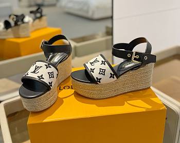 Louis Vuitton Starboard Wedge Black Sandals