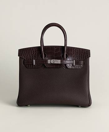 Hermès Birkin 25 Rouge Sellier Matte Alligator and Togo Touch Gold Hardware