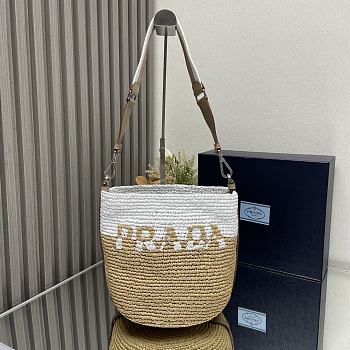 Prada crochet and leather mini-bucket bag