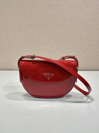 Prada patent red leather shoulder bag