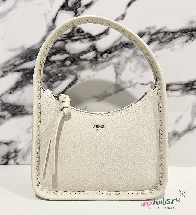 Fendi White Mini Fendessence Logo Plaque Tote Bag - 1