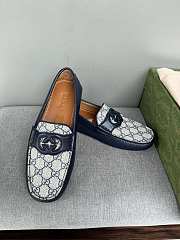 Gucci Interlocking G Driver Blue Loafers - 4