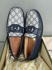 Gucci Interlocking G Driver Blue Loafers - 2