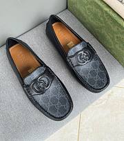 Gucci Interlocking G Driver Black Gray Loafers - 1