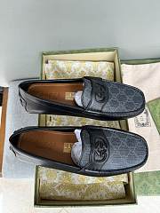 Gucci Interlocking G Driver Black Gray Loafers - 2