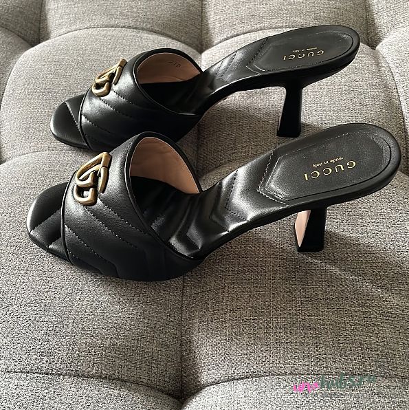 Unahubs Gucci Marmont Slingback Heels In Black - 1