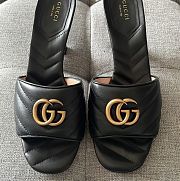 Unahubs Gucci Marmont Slingback Heels In Black - 5