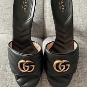 Unahubs Gucci Marmont Slingback Heels In Black - 2