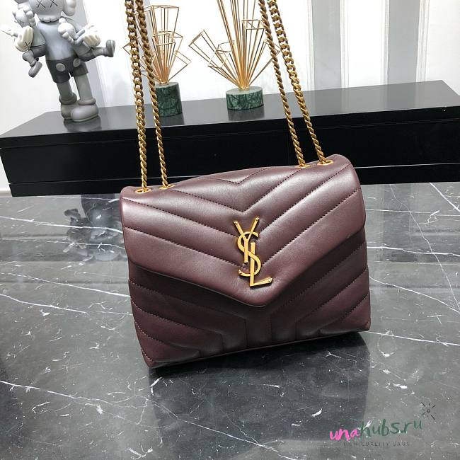 YSL Loulou Burgundy Smooth Leather Bag In Burgundy - 23cm - 1