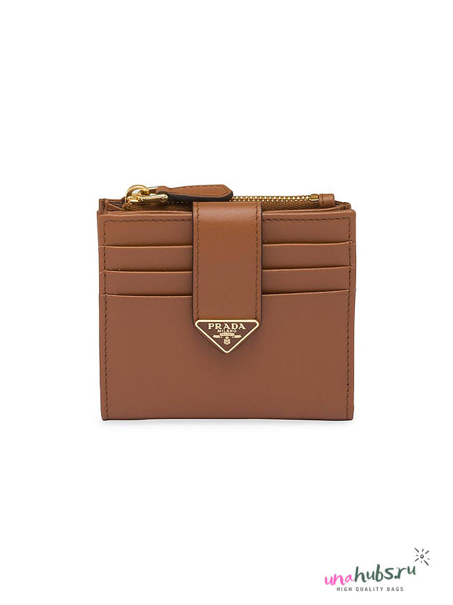 Prada Small leather wallet in cognac - 10x8cm - 1