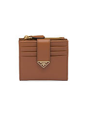 Prada Small leather wallet in cognac - 10x8cm - 1