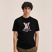 Louis Vuitton T-Shirt In Black Pink Logo 02 - 1