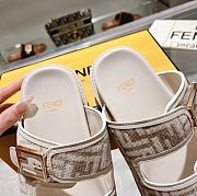 Fendi Feel Dove grey FF chenille slides - 3