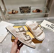 Fendi Feel Dove grey FF chenille slides - 2