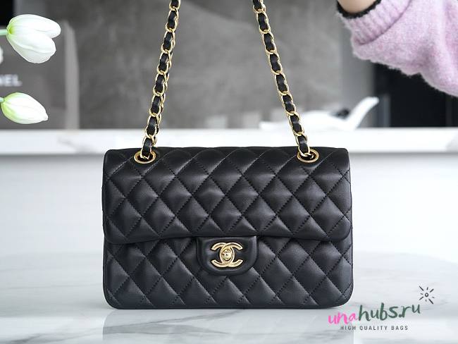 Chanel Classic Flap Bag Lambskin Leather In Black - 23cm - 1