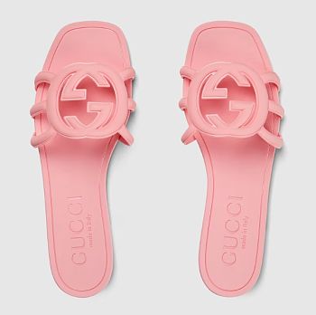 GUCCI INTERLOCKING G SLIDE SANDAL IN PINK