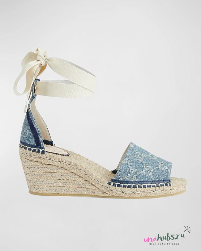 GUCCI GG PLATFORM ESPADRILLE BLUE DENIM - 1