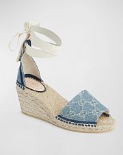 GUCCI GG PLATFORM ESPADRILLE BLUE DENIM - 4