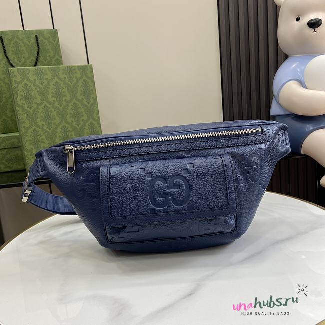 Gucci Blue jumbo GG leather bumbag - 28x 18x 8cm - 1