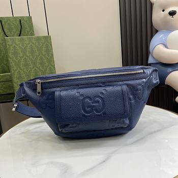 Gucci Blue jumbo GG leather bumbag - 28x 18x 8cm