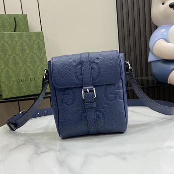 Gucci Blue jumbo GG leather crossbody bag - 14.5x 18.5x 4.5cm