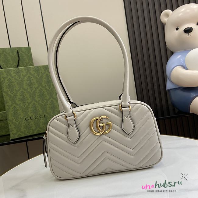 	 GUCCI GG MARMONT SMALL TOP HANDLE BAG WHITE - 25.5x 15.5 x 6.5cm - 1