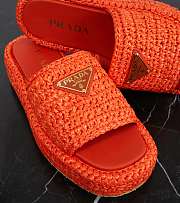 Prada Logo raffia platform slides orange - 2