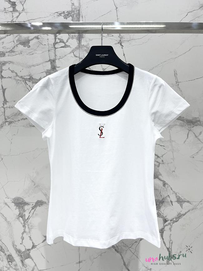 YSL Women White T-Shirt - 1