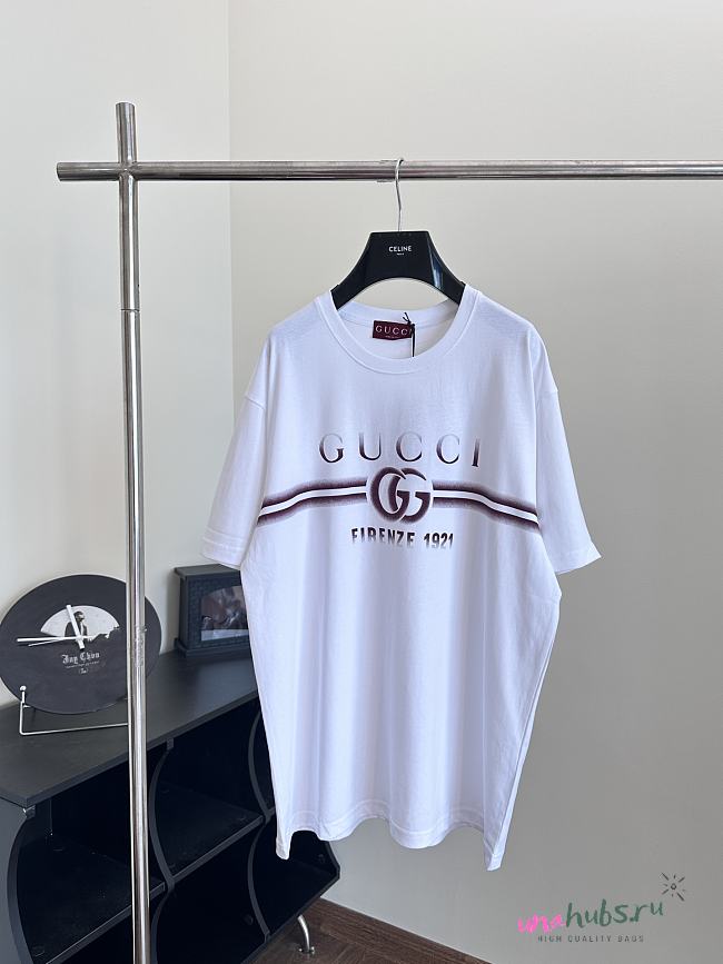 Gucci GG White and Red T-Shirt - 1