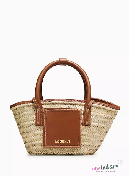 Jacquemus Le Petit Panier Soli Tote Bag in Palm & Leather - 34x17cm - 1