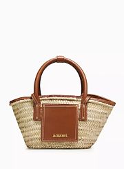 Jacquemus Le Petit Panier Soli Tote Bag in Palm & Leather - 34x17cm - 1