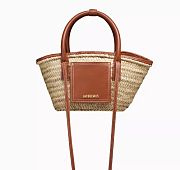 Jacquemus Le Petit Panier Soli Tote Bag in Palm & Leather - 34x17cm - 4