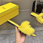 Fendi Baguette Yellow mink slides - 6