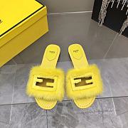 Fendi Baguette Yellow mink slides - 5