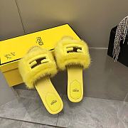 Fendi Baguette Yellow mink slides - 4