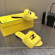 Fendi Baguette Yellow mink slides - 2