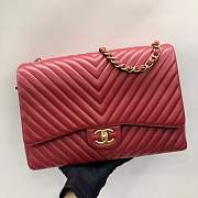 Chanel Flap Bag Chevron Lambskin Red - 33cm - 4